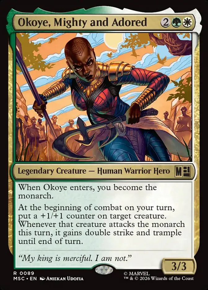 2026 Marvel Super Heroes Commander Okoye, Mighty and Adored rare #89 rare card image