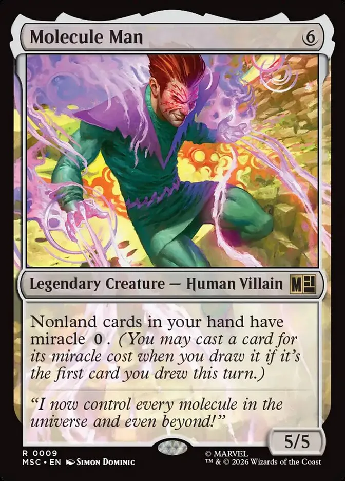 2026 Marvel Super Heroes Commander Molecule Man rare #9 rare card image