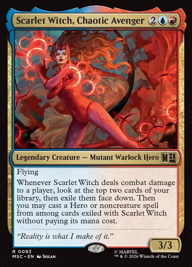 2026 Marvel Super Heroes Commander Scarlet Witch, Chaotic Avenger rare #93 rare card image