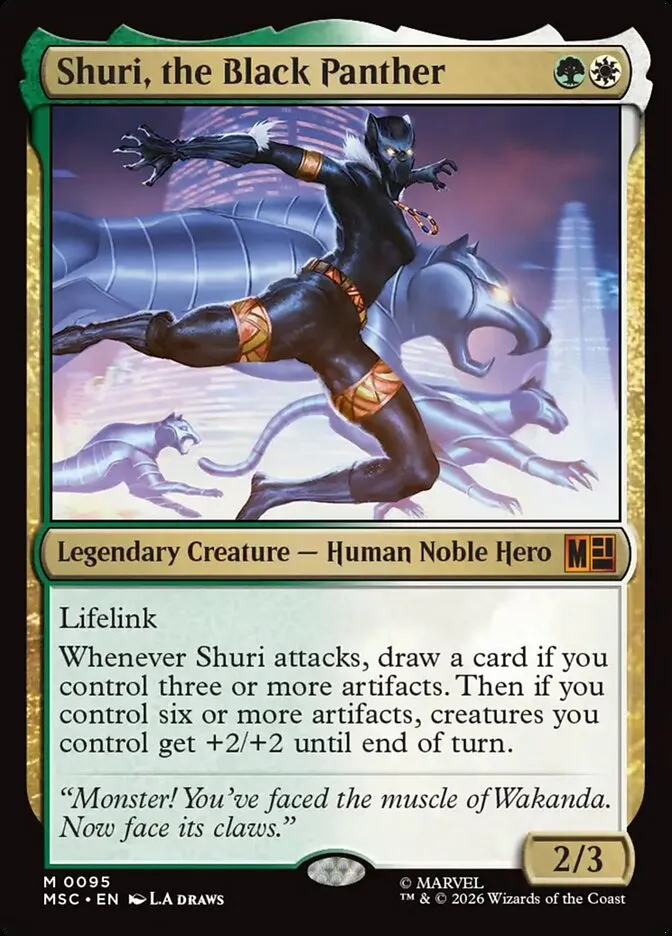 2026 Marvel Super Heroes Commander Shuri, the Black Panther mythic #95 mythic card image