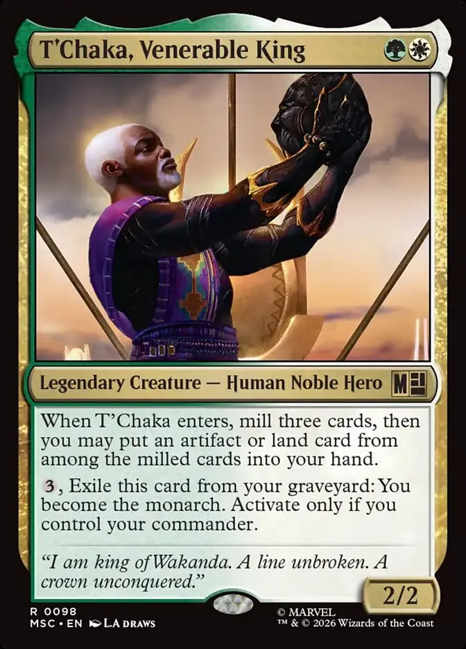 2026 Marvel Super Heroes Commander T'Chaka, Venerable King rare #98 rare card image
