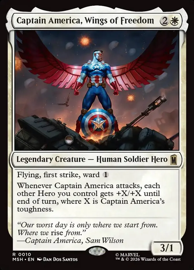 2026 Marvel Super Heroes Captain America, Wings of Freedom rare #10 rare card image