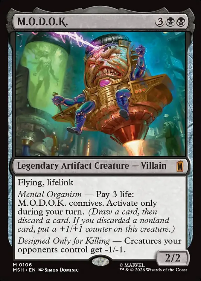 2026 Marvel Super Heroes M.O.D.O.K. mythic #106 mythic card image