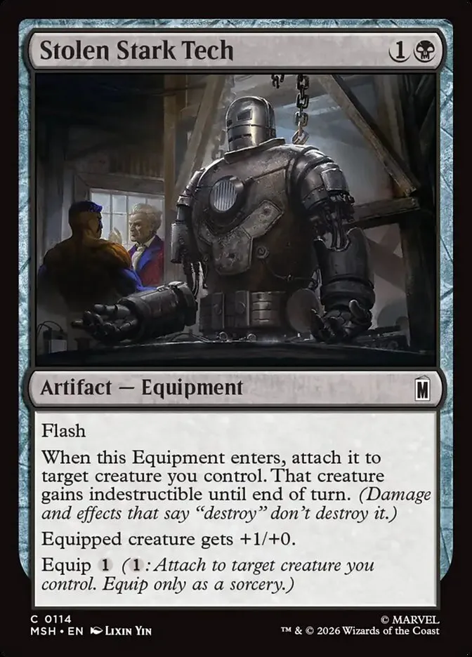 2026 Marvel Super Heroes Stolen Stark Tech common #114 common card image