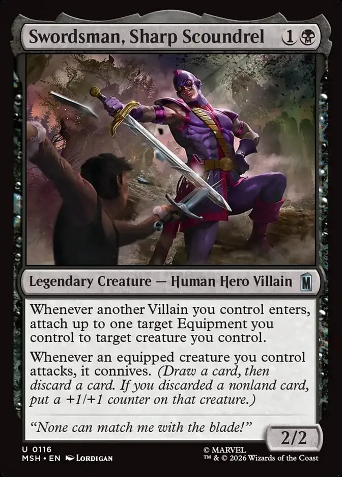 2026 Marvel Super Heroes Swordsman, Sharp Scoundrel uncommon #116 uncommon card image