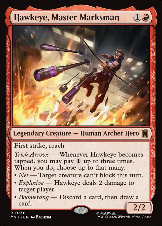 2026 Marvel Super Heroes Hawkeye, Master Marksman #130 rare card image