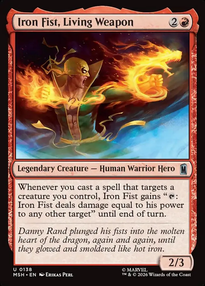 2026 Marvel Super Heroes Iron Fist, Living Weapon #138 uncommon card image