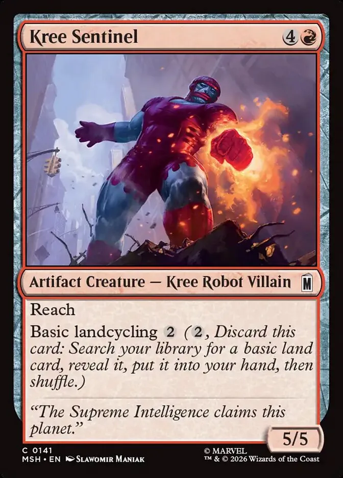 2026 Marvel Super Heroes Kree Sentinel common #141 common card image