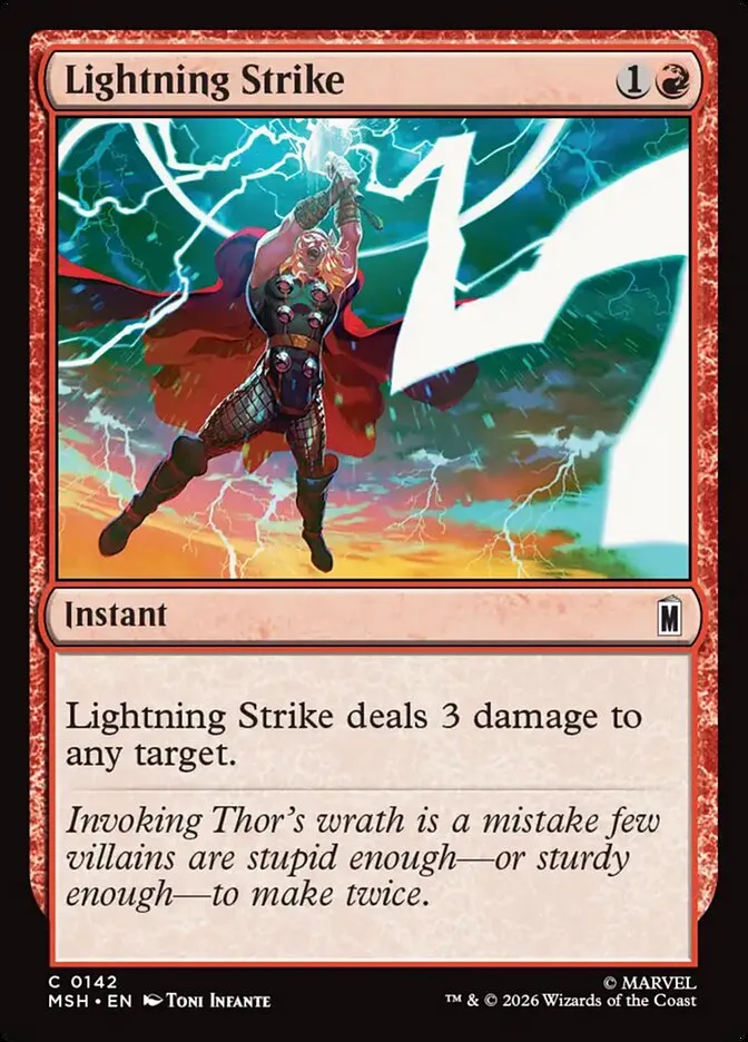 2026 Marvel Super Heroes Lightning Strike common #142 common card image