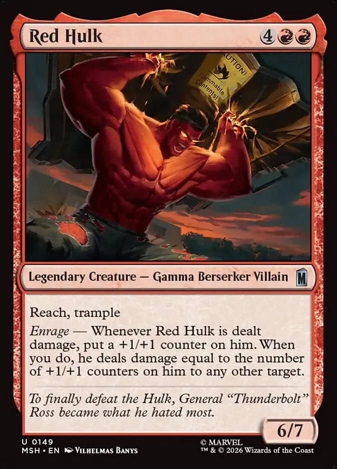 2026 Marvel Super Heroes Red Hulk uncommon #149 uncommon card image