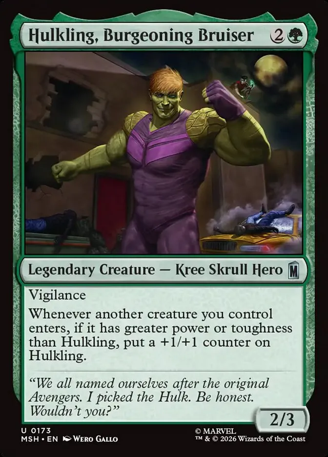 2026 Marvel Super Heroes Hulkling, Burgeoning Bruiser #173 uncommon card image