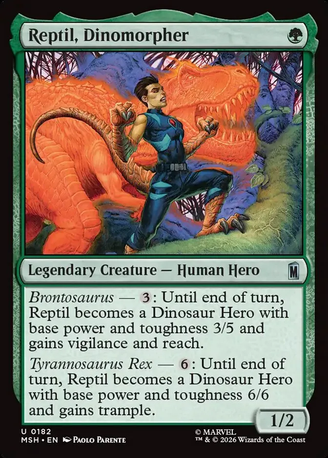 2026 Marvel Super Heroes Reptil, Dinomorpher #182 uncommon card image