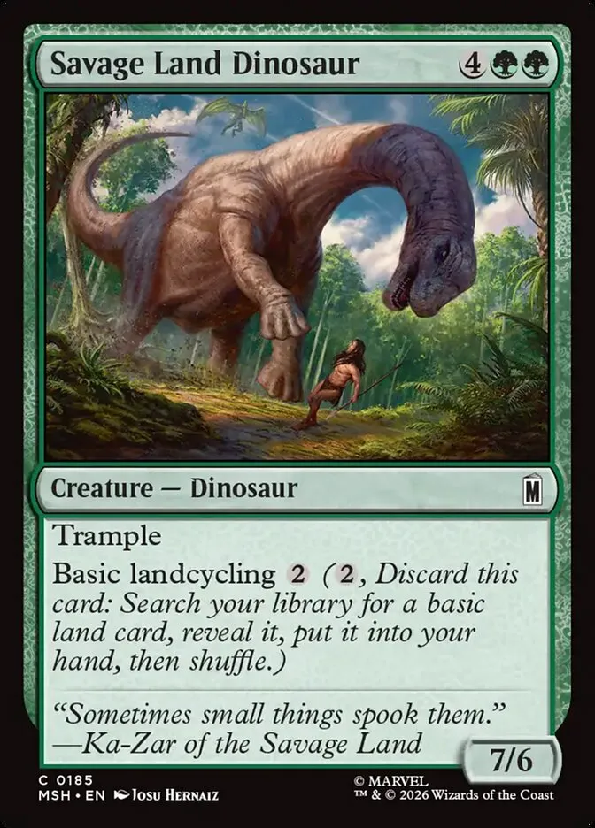 2026 Marvel Super Heroes Savage Land Dinosaur #185 common card image