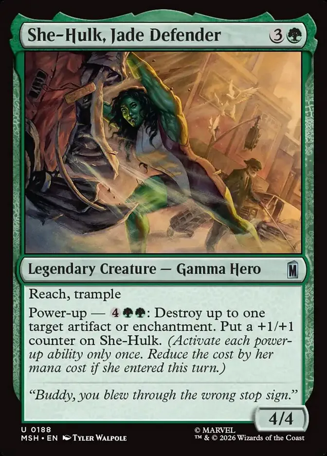 2026 Marvel Super Heroes She-Hulk, Jade Defender #188 uncommon card image