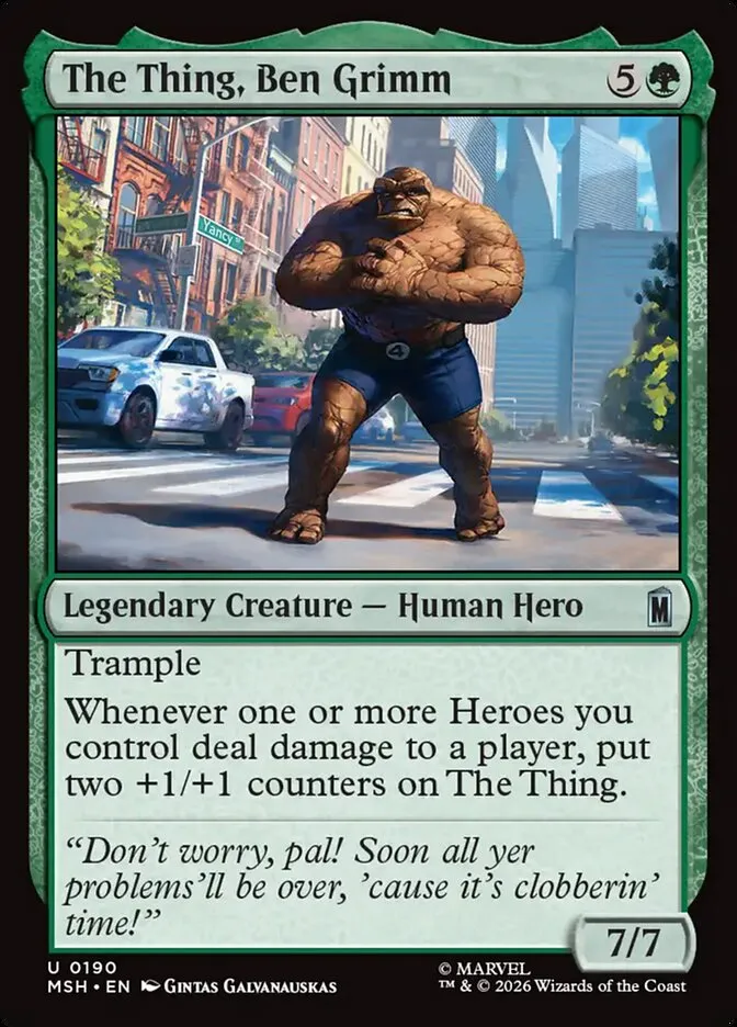 2026 Marvel Super Heroes The Thing, Ben Grimm #190 uncommon card image