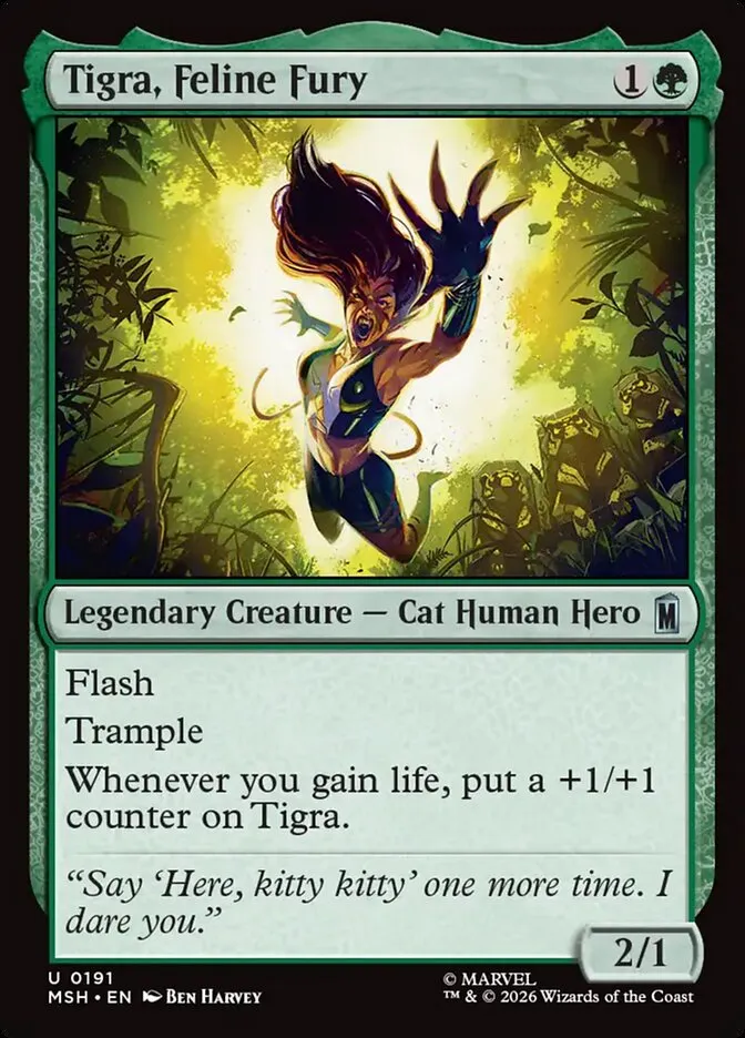 2026 Marvel Super Heroes Tigra, Feline Fury #191 uncommon card image