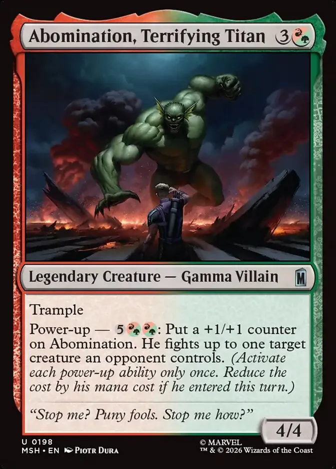 2026 Marvel Super Heroes Abomination, Terrifying Titan #198 uncommon card image