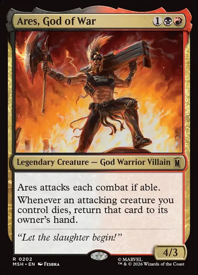 2026 Marvel Super Heroes Ares, God of War #202 rare card image