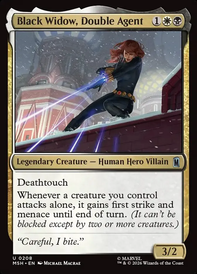 2026 Marvel Super Heroes Black Widow, Double Agent uncommon #208 uncommon card image