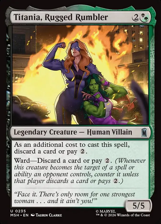 2026 Marvel Super Heroes Titania, Rugged Rumbler #235 uncommon card image