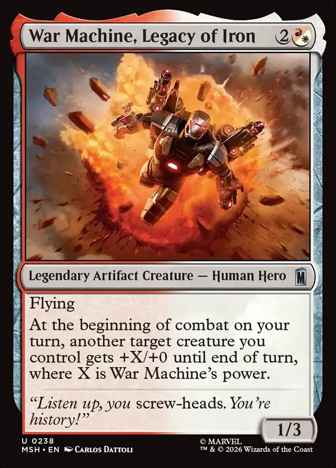 2026 Marvel Super Heroes War Machine, Legacy of Iron #238 uncommon card image