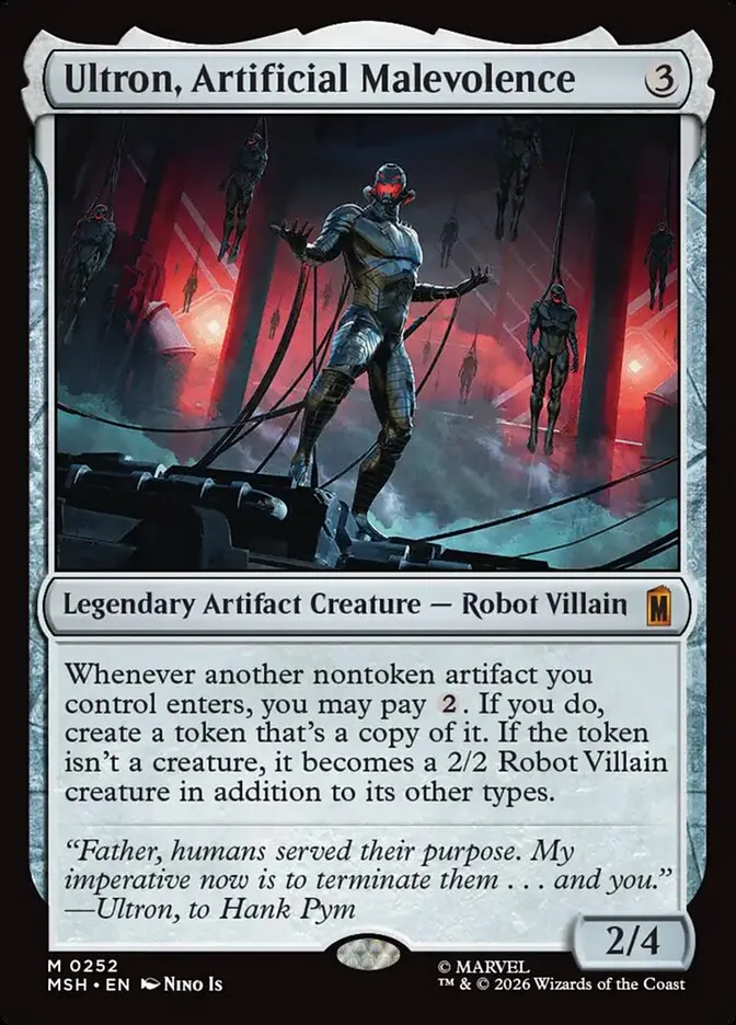 2026 Marvel Super Heroes Ultron, Artificial Malevolence #252 mythic card image