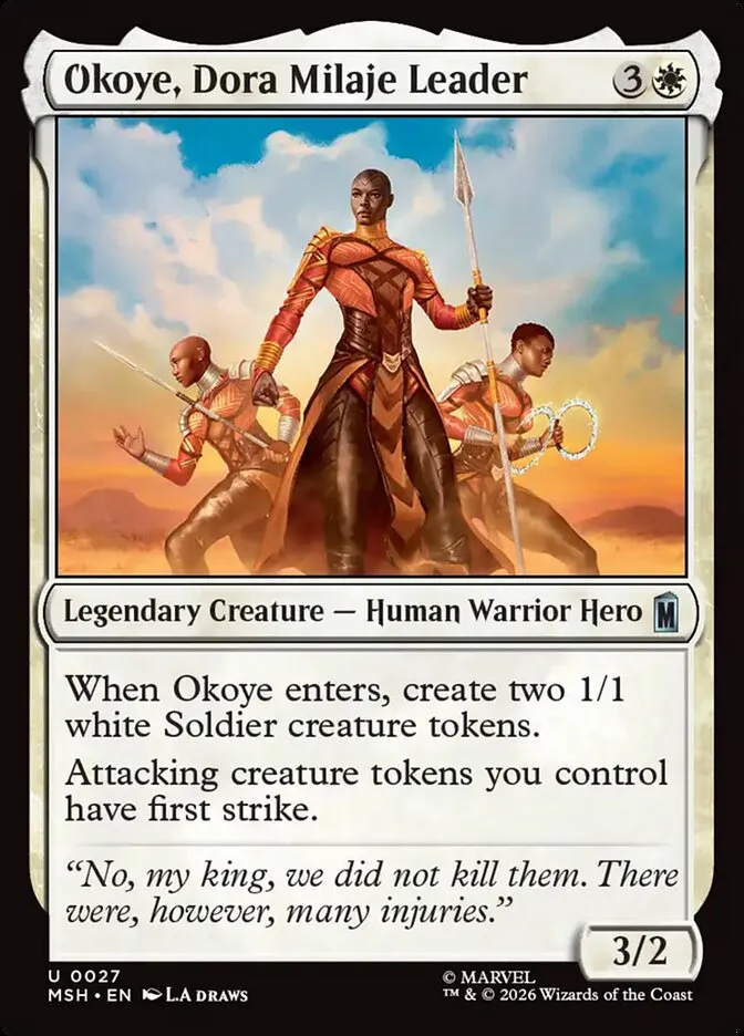 2026 Marvel Super Heroes Okoye, Dora Milaje Leader #27 uncommon card image