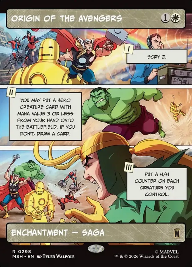 2026 Marvel Super Heroes Origin of the Avengers #298 rare card image
