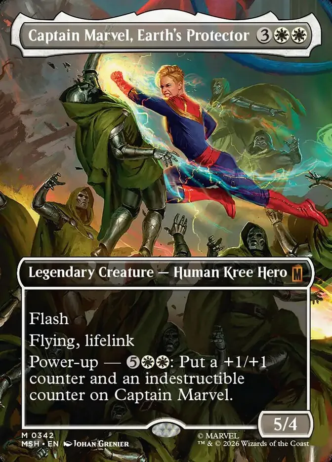 2026 Marvel Super Heroes Captain Marvel, Earth's Protector #342 mythic card image