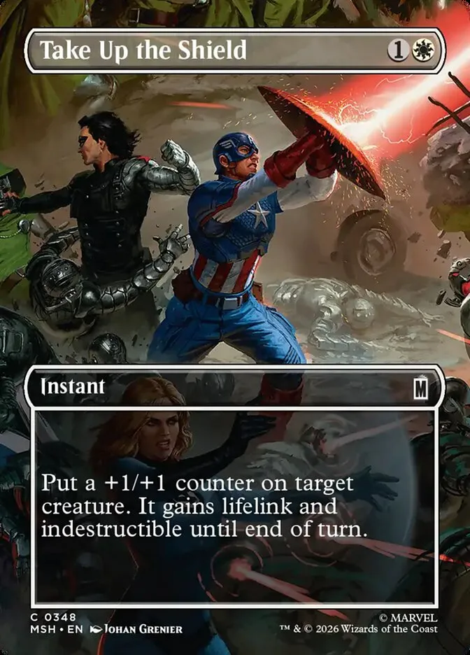 2026 Marvel Super Heroes Take Up the Shield common #348 common card image