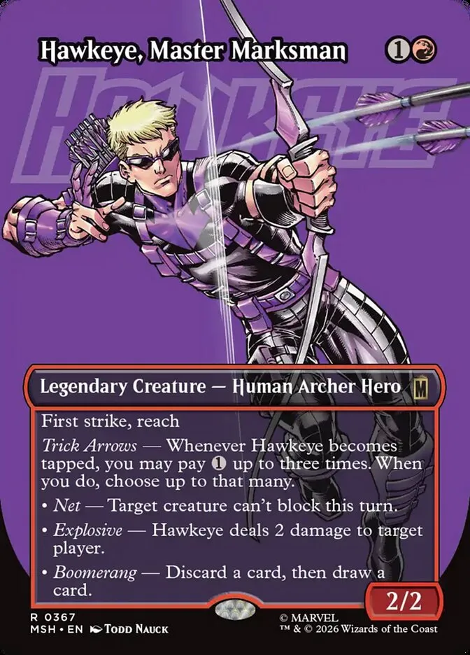 2026 Marvel Super Heroes Hawkeye, Master Marksman #367 rare card image
