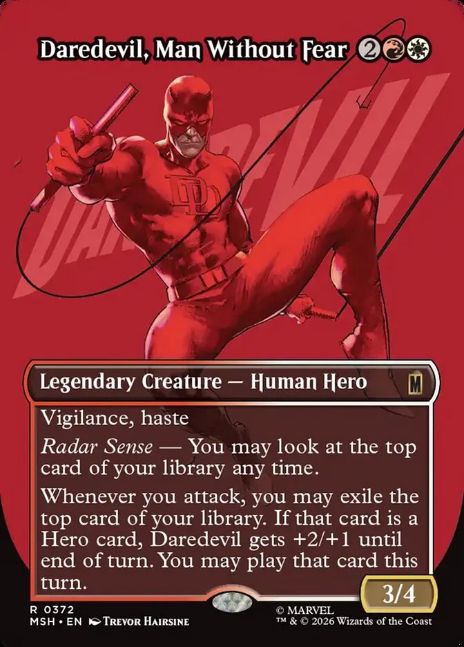 2026 Marvel Super Heroes Daredevil, Man Without Fear #372 rare card image