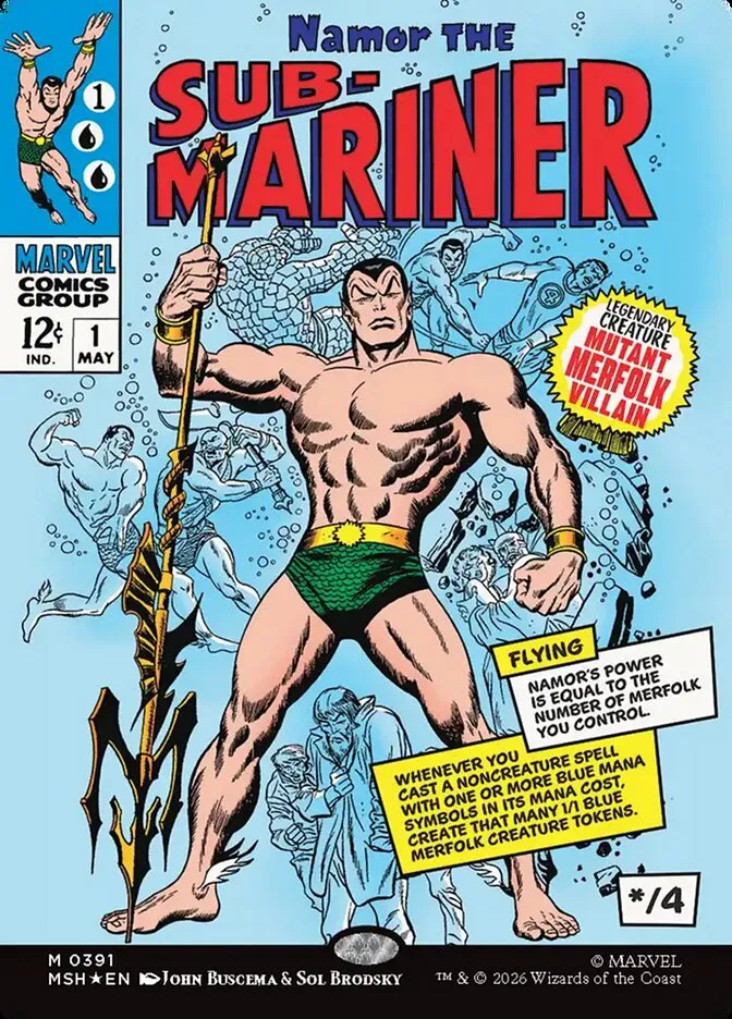 2026 Marvel Super Heroes Namor the Sub-Mariner #391 mythic card image