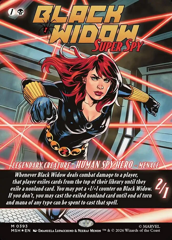 2026 Marvel Super Heroes Black Widow, Super Spy #393 mythic card image