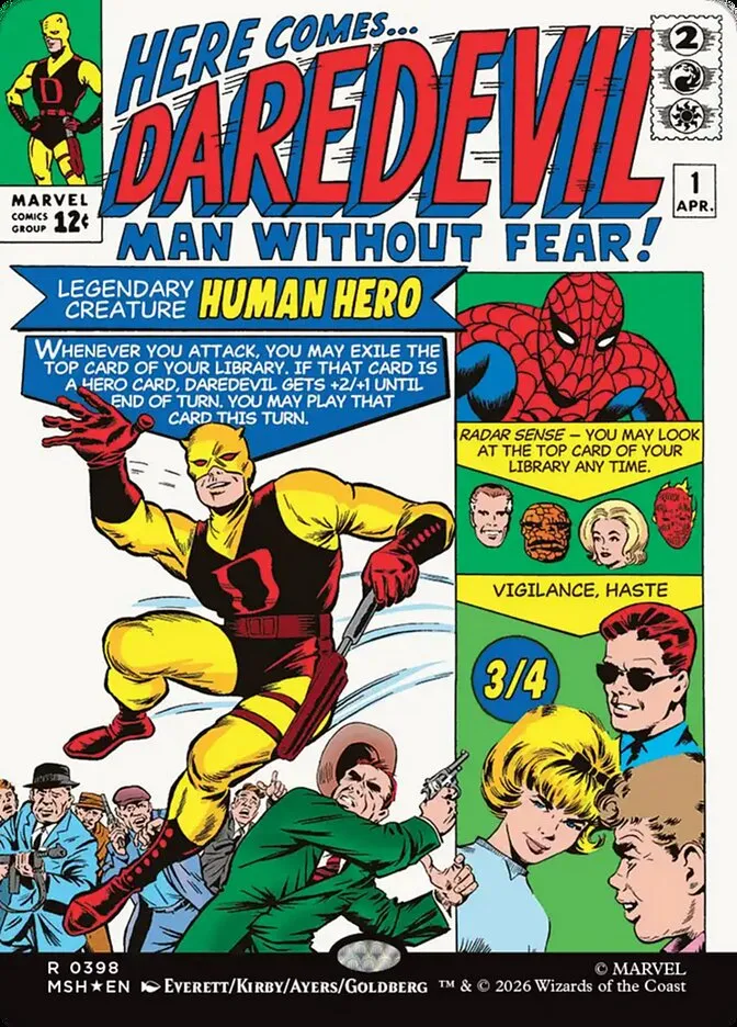 2026 Marvel Super Heroes Daredevil, Man Without Fear #398 rare card image