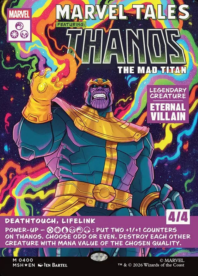 2026 Marvel Super Heroes Thanos, the Mad Titan #400 mythic card image