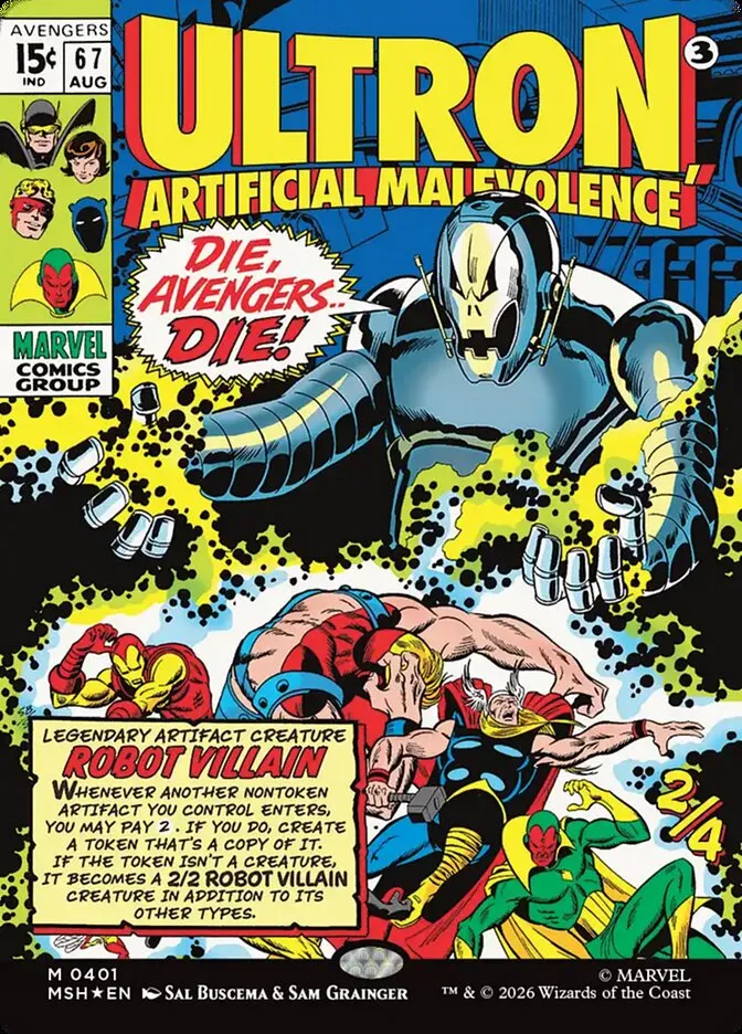 2026 Marvel Super Heroes Ultron, Artificial Malevolence #401 mythic card image