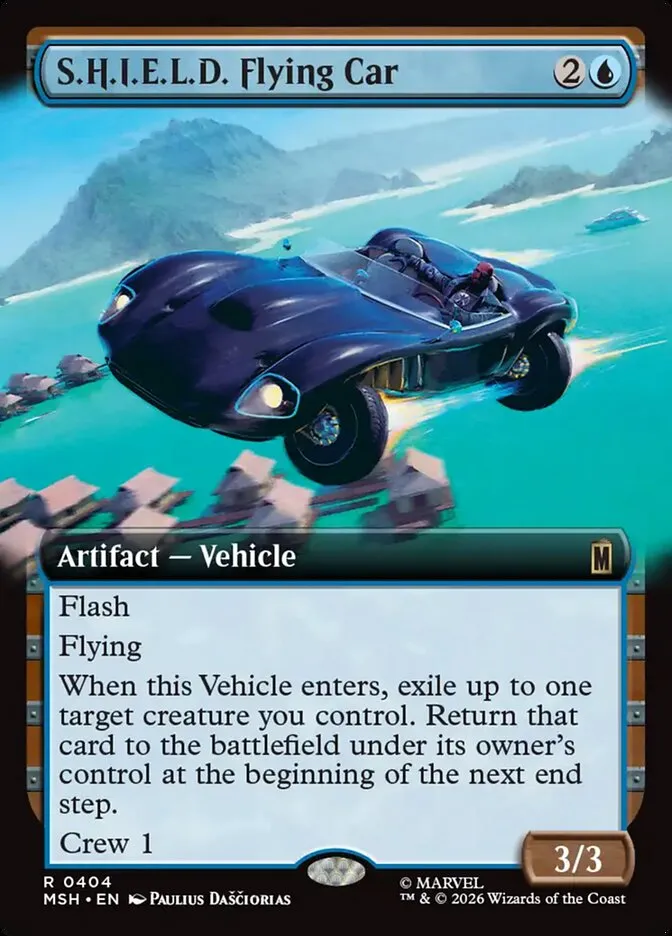 2026 Marvel Super Heroes S.H.I.E.L.D. Flying Car #404 rare card image