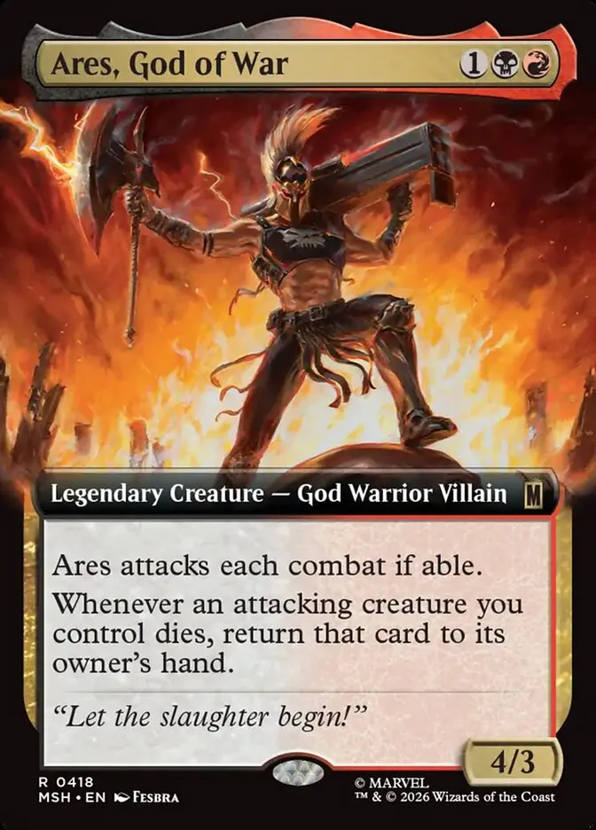 2026 Marvel Super Heroes Ares, God of War #418 rare card image