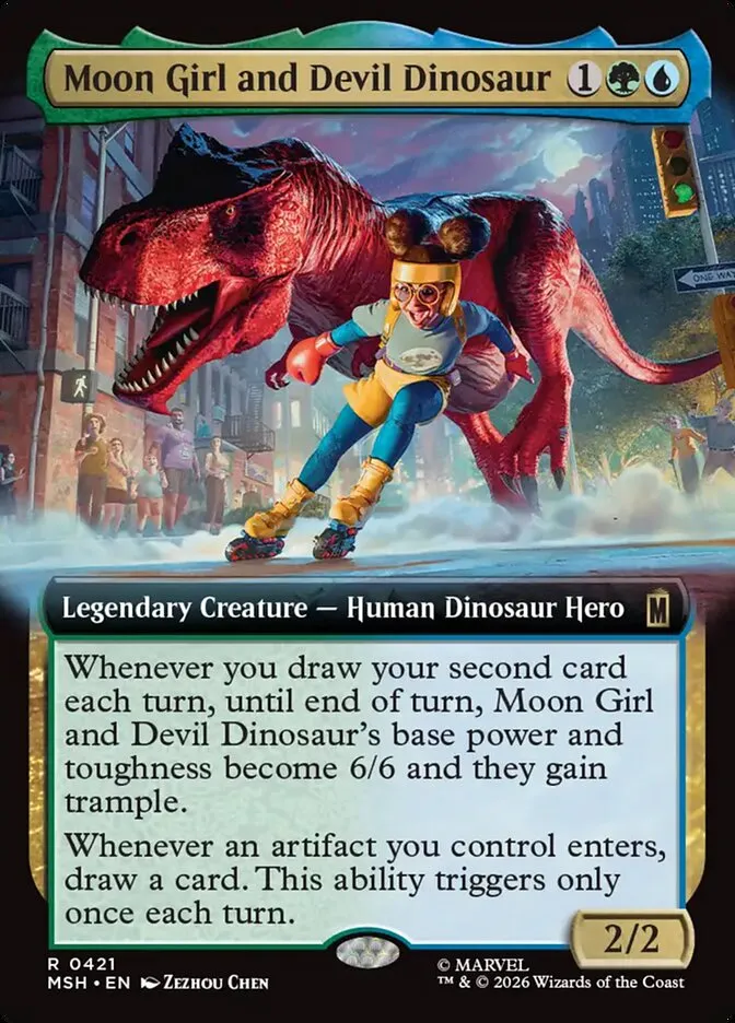 2026 Marvel Super Heroes Moon Girl and Devil Dinosaur #421 rare card image