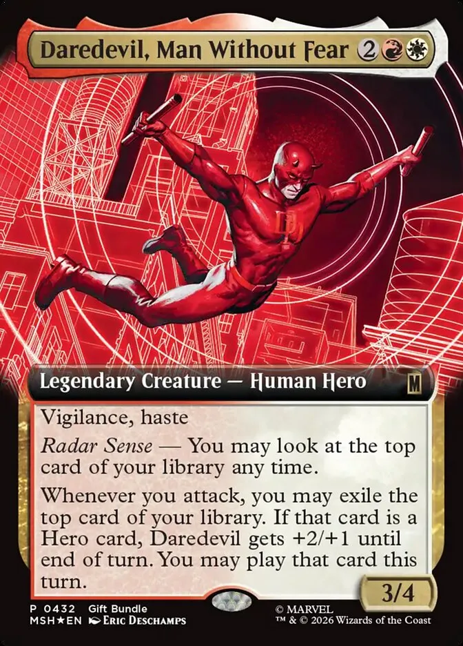 2026 Marvel Super Heroes Daredevil, Man Without Fear #432 rare card image