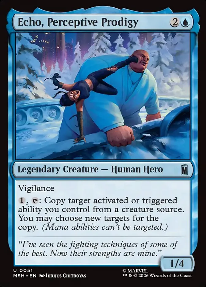 2026 Marvel Super Heroes Echo, Perceptive Prodigy uncommon #51 uncommon card image