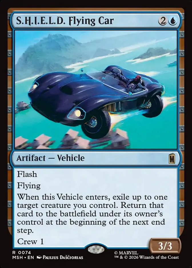 2026 Marvel Super Heroes S.H.I.E.L.D. Flying Car #74 rare card image