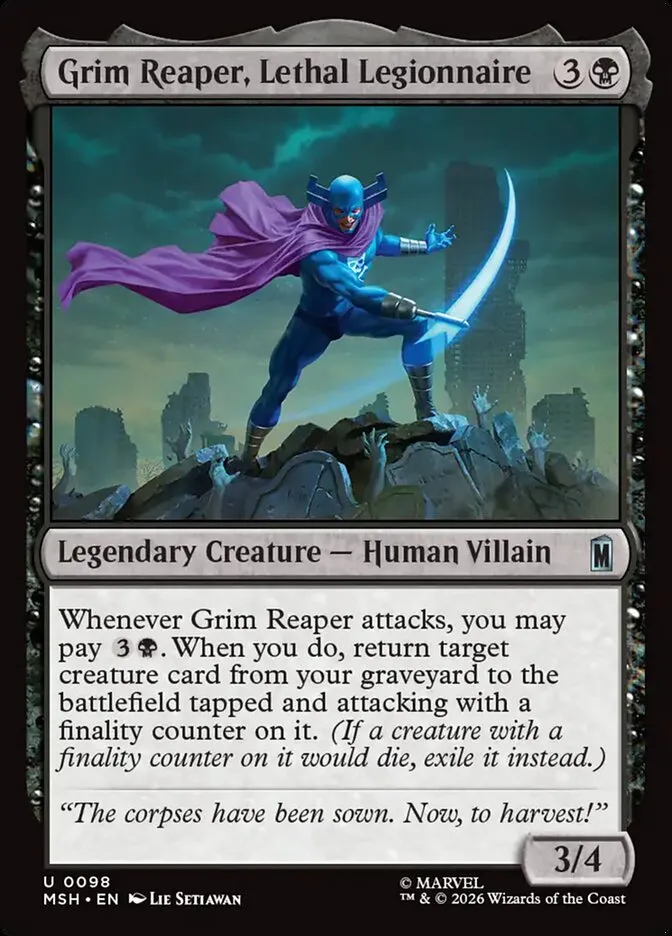 2026 Marvel Super Heroes Grim Reaper, Lethal Legionnaire #98 uncommon card image