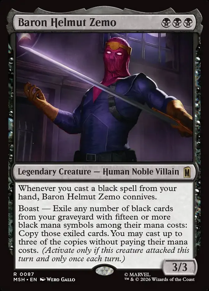 2026 Marvel Super Heroes Baron Helmut Zemo #87 rare card image