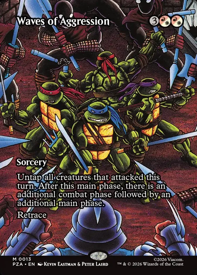 2026 Teenage Mutant Ninja Turtles Source Material Waves of Aggression mythic #13 mythic card image