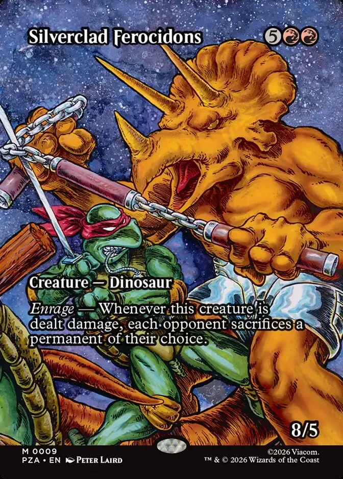 2026 Teenage Mutant Ninja Turtles Source Material Silverclad Ferocidons mythic #9 mythic card image