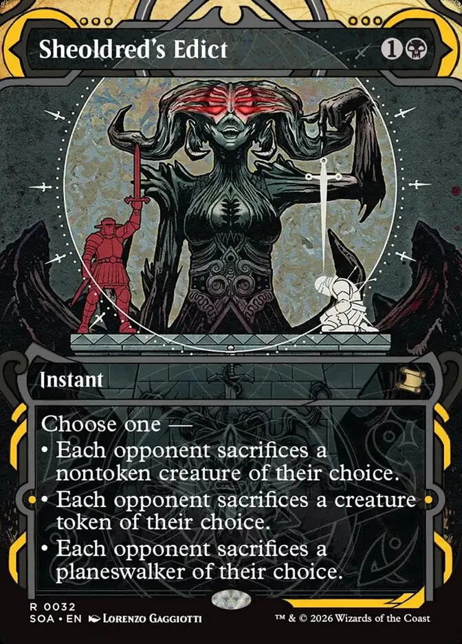 2026 Secrets of Strixhaven Mystical Archive Sheoldred's Edict rare #32 rare card image