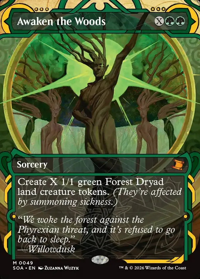 2026 Secrets of Strixhaven Mystical Archive Awaken the Woods #49 mythic card image