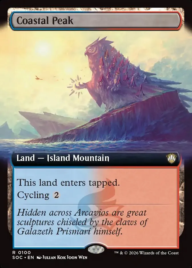 2026 Secrets of Strixhaven Commander Coastal Peak [Extended Art] rare #100 rare card image